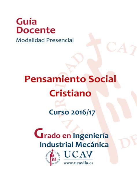 Pensamiento Social Cristiano   Universidad Católica de Ávila