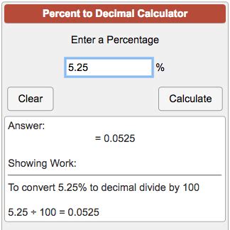Percent to Decimal Calculator