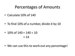 Percentage calculations | Teaching Resources