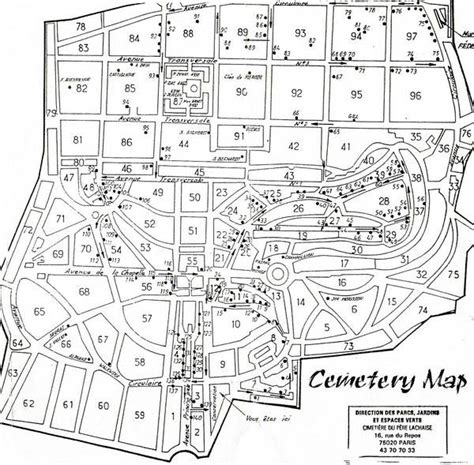 Pere Lachaise Cemetery map | Cimetiere pere lachaise, Père lachaise ...