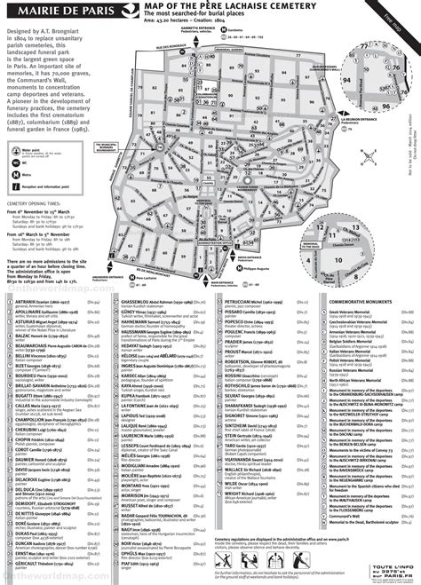 Père Lachaise Cemetery Map