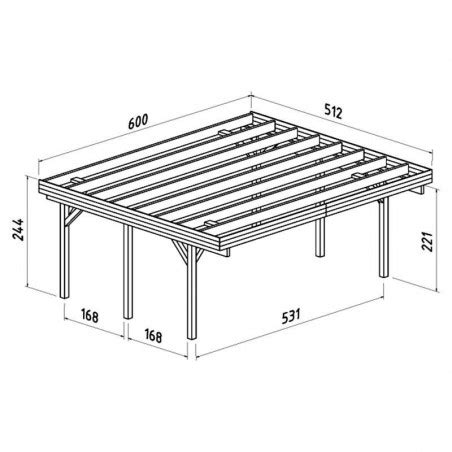 Pérgola de madera techada | Para vehículos | Pérgola Karl 20,6 m²