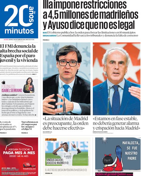 Periodico 20 Minutos   1/10/2020