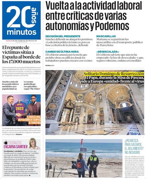 Periódico 20 Minutos   Barcelona  España . Periódicos de España ...