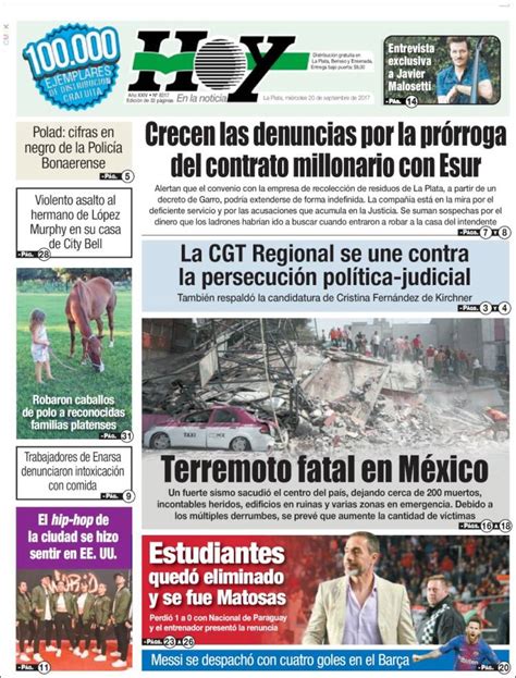 Periódico Diario Hoy  Argentina . Periódicos de Argentina ...
