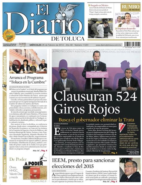 Periódico El Diario de Toluca  México . Periódicos de México. Edición ...