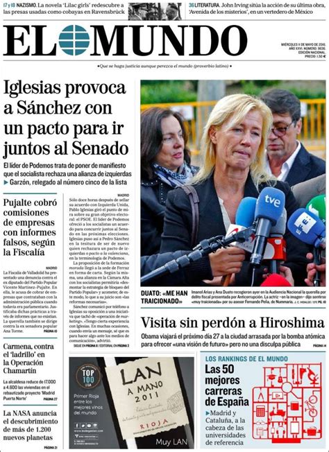 Periódico El Mundo  España . Periódicos de España. Edición de miércoles ...