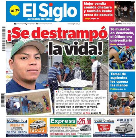 Periódico El Siglo  Panamá . Periódicos de Panamá. Edición ...
