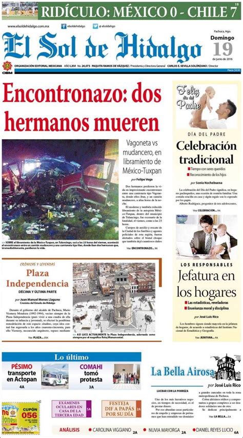 Periódico El Sol de Hidalgo  México . Periódicos de México. Edición de ...