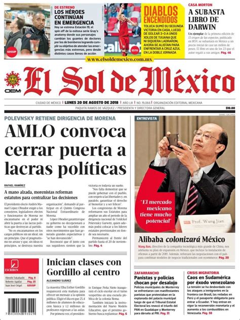 Periódico El Sol de México  México . Periódicos de México. Edición de ...