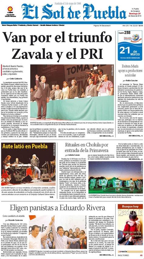 Periódico El Sol de Puebla  México . Periódicos de México. Edición de ...