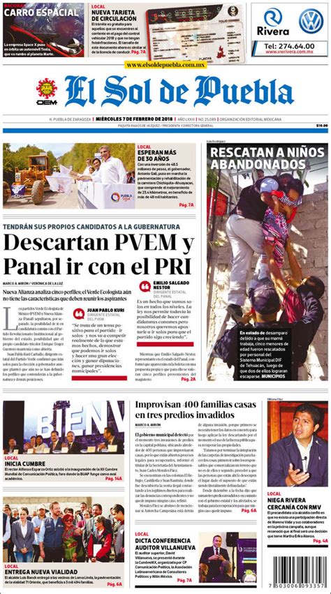 Periódico El Sol de Puebla  México . Periódicos de México. Edición de ...