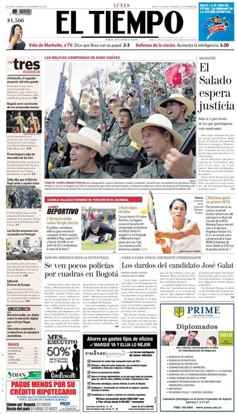 Periódico El Tiempo  Colombia . Periódicos de Colombia. Edición de ...