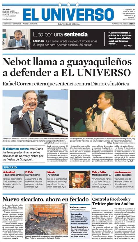 Periódico El Universo Ecuador Ecuador . Periódicos de ...