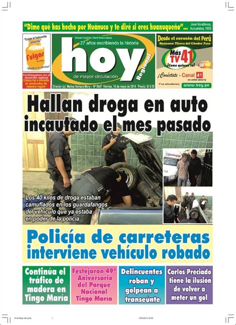 Periódico Hoy Perú  Perú . Periódicos de Perú. Edición de viernes, 16 ...
