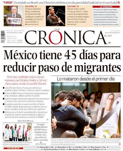 Periódico La Crónica de Hoy  México . Periódicos de México. Edición de ...