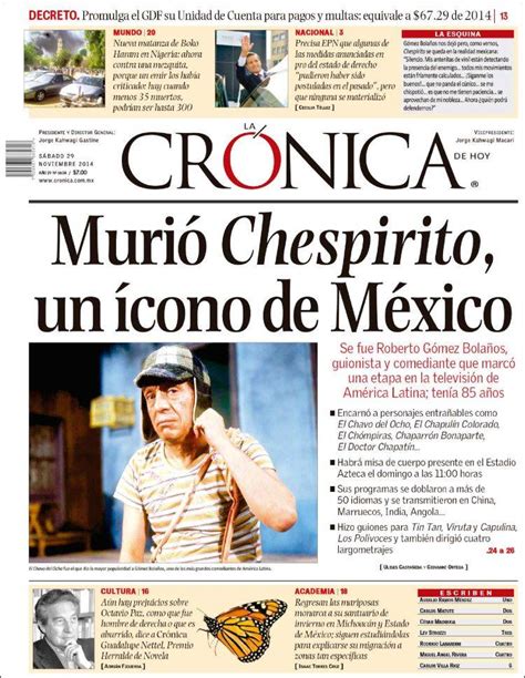 Periódico La Crónica de Hoy  México . Periódicos de México. Edición de ...