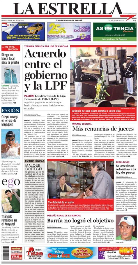 Periódico La Estrella de Panamá  Panamá . Periódicos de ...