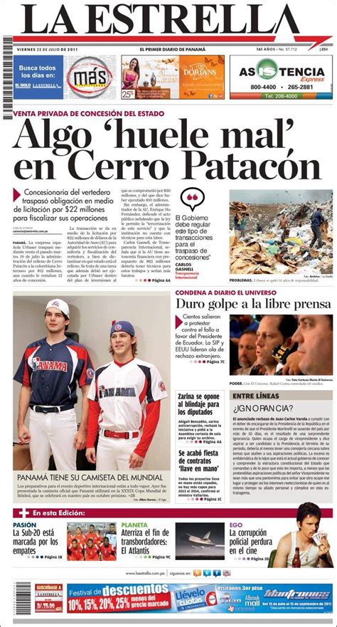 Periódico La Estrella de Panamá  Panamá . Periódicos de ...