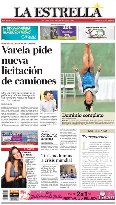 Periódico La Estrella de Panamá  Panamá . Periódicos de ...