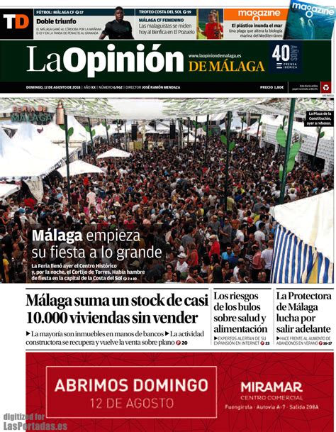 Periodico La Opinión de Málaga   12/8/2018