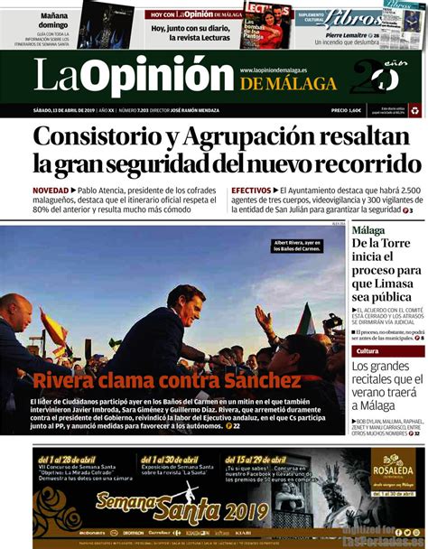 Periodico La Opinión de Málaga   13/4/2019