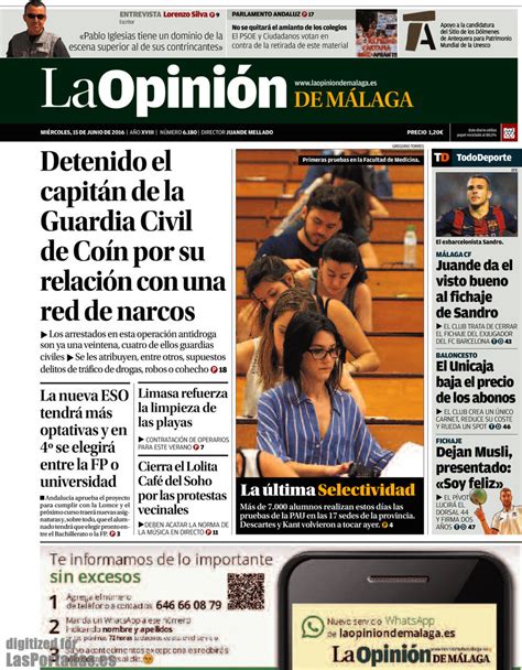 Periodico La Opinión de Málaga   15/6/2016