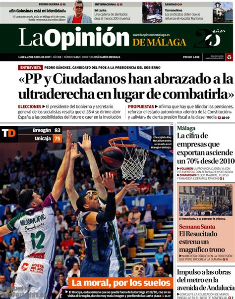 Periodico La Opinión de Málaga   22/4/2019