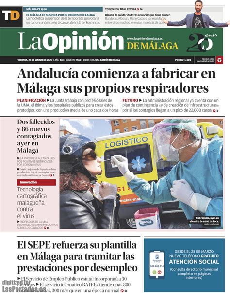 Periodico La Opinión de Málaga   27/3/2020