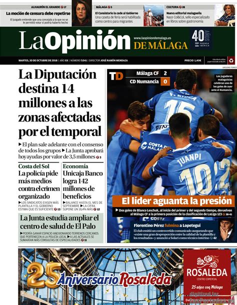 Periodico La Opinión de Málaga   30/10/2018