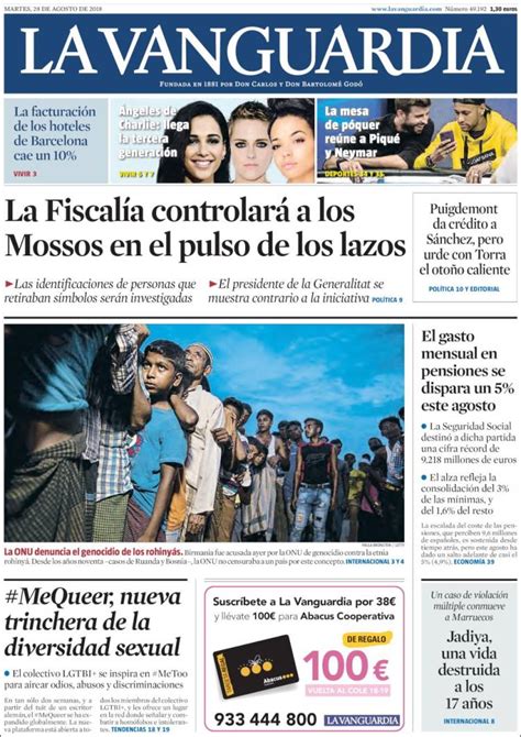 Periódico La Vanguardia  España . Periódicos de España. Edición de ...