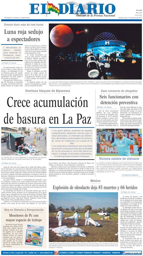 Periódico Noticias El Diario  Bolivia . Periódicos de ...