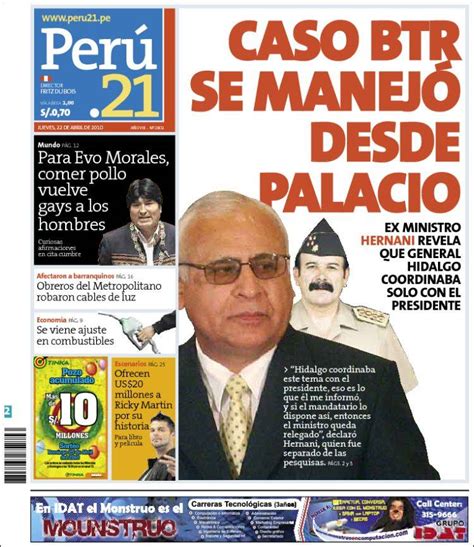 Periódico Perú 21  Perú . Periódicos de Perú. Edición de jueves, 22 de ...