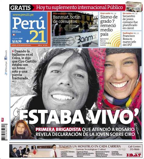 Periódico Perú 21  Perú . Periódicos de Perú. Edición de jueves, 25 de ...