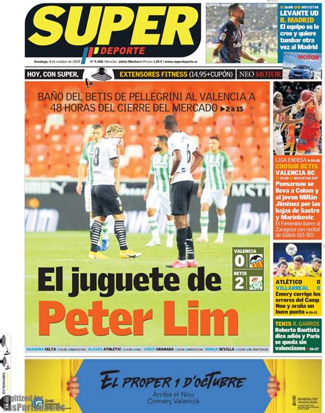 Periodico Super Deporte   4/10/2020