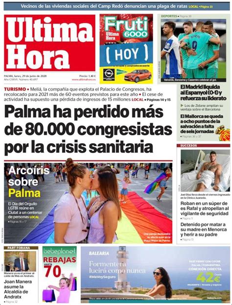 Periódico Última Hora  España . Periódicos de España. Edición de lunes ...