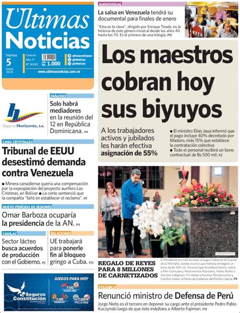 Periódico Últimas Noticias  Venezuela . Periódicos de ...