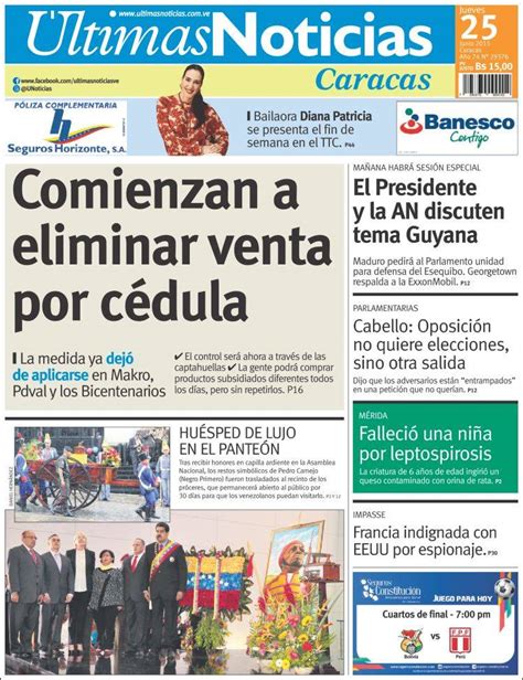 Periódico Últimas Noticias  Venezuela . Periódicos de Venezuela ...