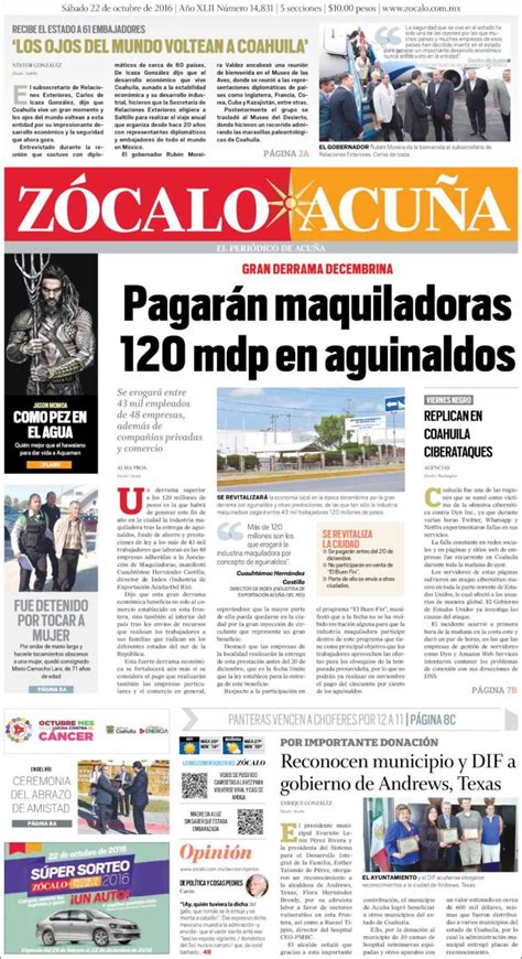 Periódico Zócalo   Cd. Acuña  México . Periódicos de ...