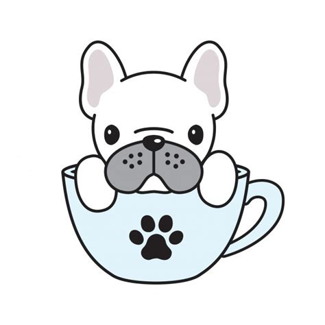 Perro vector bulldog francés café taza pata dibujos ...