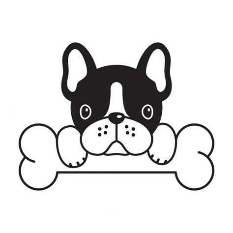 Perro vector bulldog francés hueso cachorro de dibujos ...
