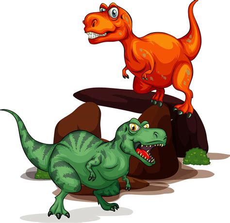 personaje de dibujos animados de dos dinosaurios aislado en blanco ...