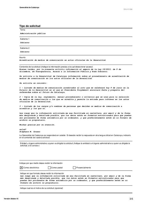 PETICIÓN TRANSPARENCIA: Criterios Generalitat Catalunya acreditación