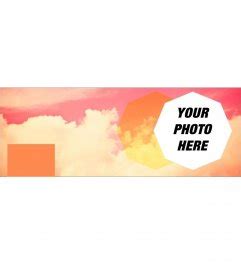 Photomontage of a cover photo for Facebook with pink clouds