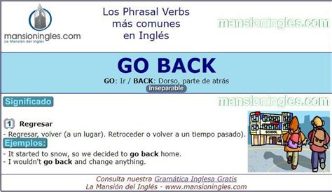 Phrasal Verbs significado de Go Back | Phrasal verbs en ingles, Numeros ...