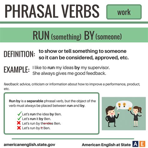 Phrasal Verbs: Work   Run  something  By  someone ...