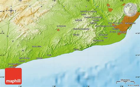 Physical Map of Corbera De Llobregat