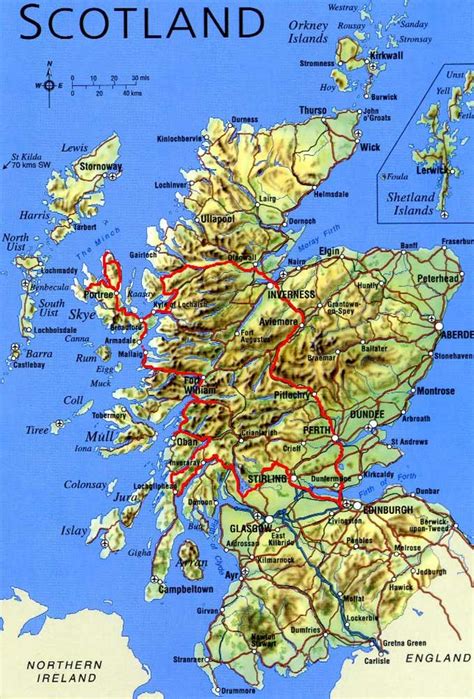 Physical Map of Scotland • Mapsof.net