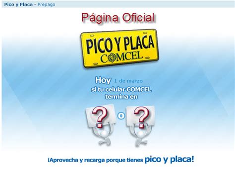 PICO Y PLACA DE COMCEL COLOMBIA | TecnoAutos.com