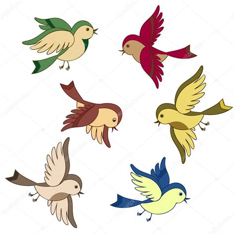 Pictures: flying birds cartoons | Set of flying bird ...